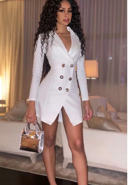 Fashion Nova Dresses & Skirts - Fashion Nova White Double-Breasted Mini Blazer Dress